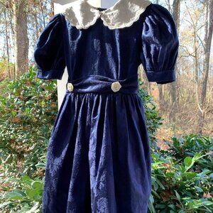 WEDDING? GIRLS DRESS LITTLE PRINCESS SZ 10 DARK BLUE WHITE SEE PHOTOS IN 30350